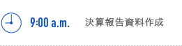 9:00a.m.　決算報告資料作成